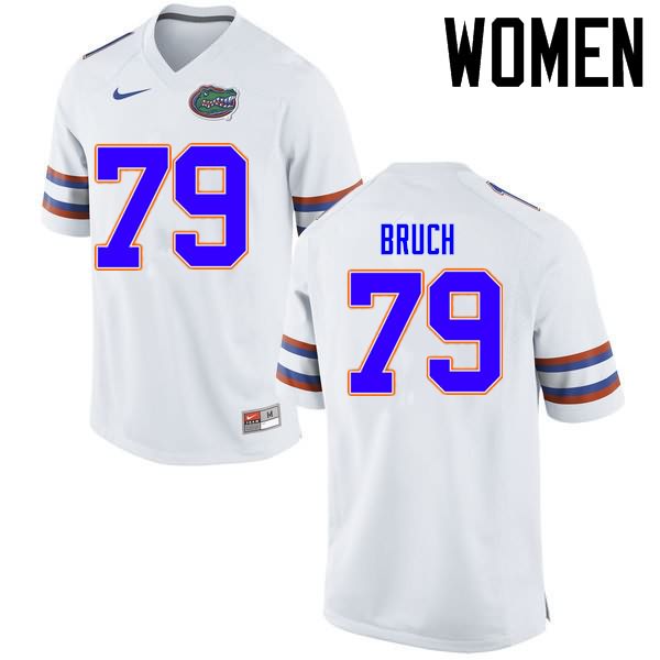 NCAA Florida Gators Dallas Bruch Women's #79 Nike White Stitched Authentic College Football Jersey DII8264BS